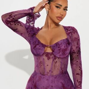 Riley Mesh Mini Dress - Plum
